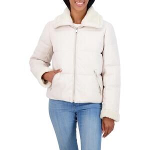 New Sebby Collection Faux Leather &  Faux Shearling Trim Jacket Women's Size XL